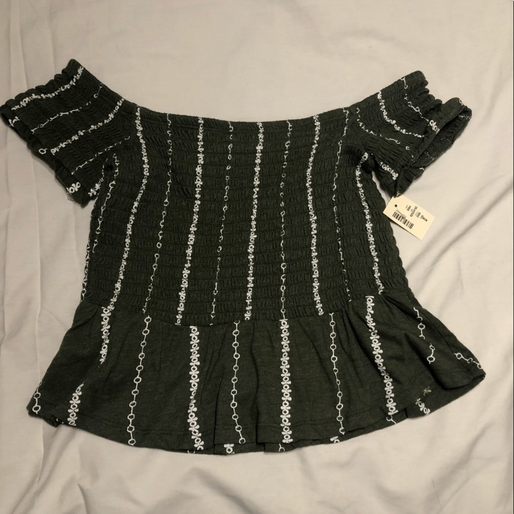 Forest Green Off Shoulder Blouse Aeropostale
